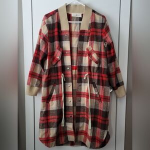 Native Chic Long Plaid Flannel Shacket Coat